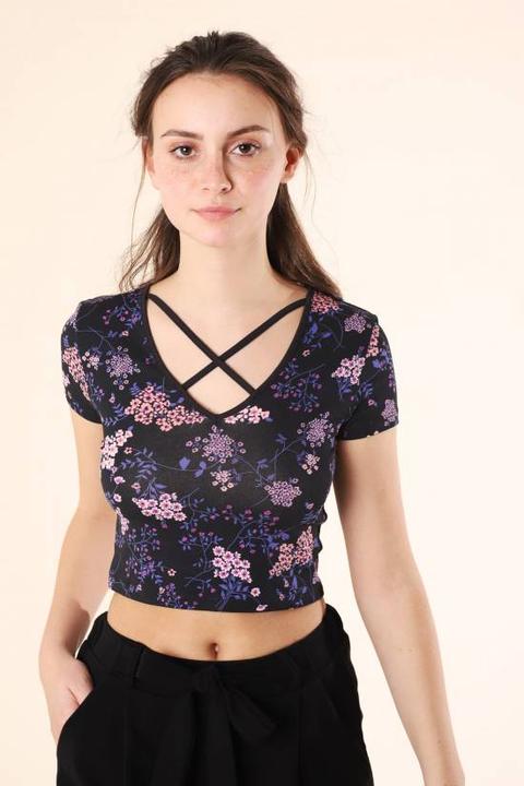 T-shirt Crop Floreale Incroci