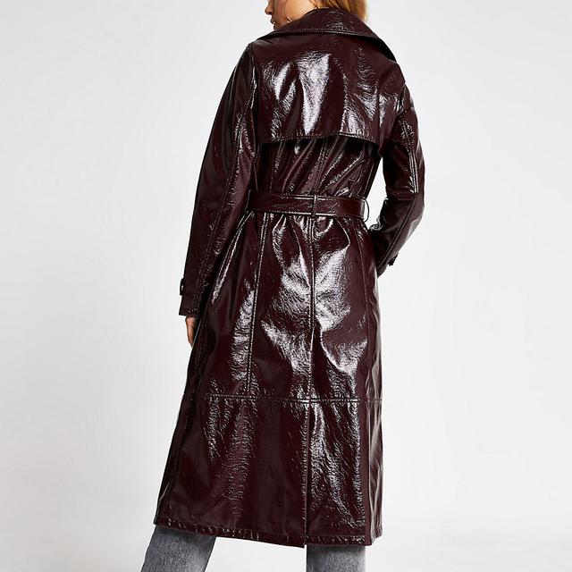 Dark Purple Belted Trench Coat from on 21 Buttons