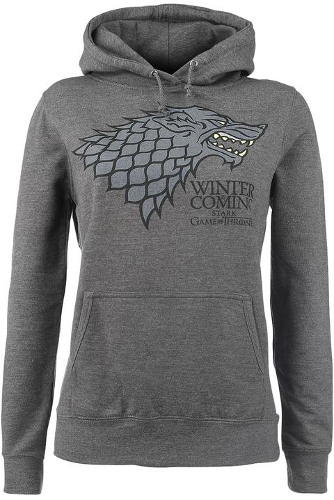 Game of Thrones House Stark Winter Is Coming Felpa con Cappuccio Grigio
