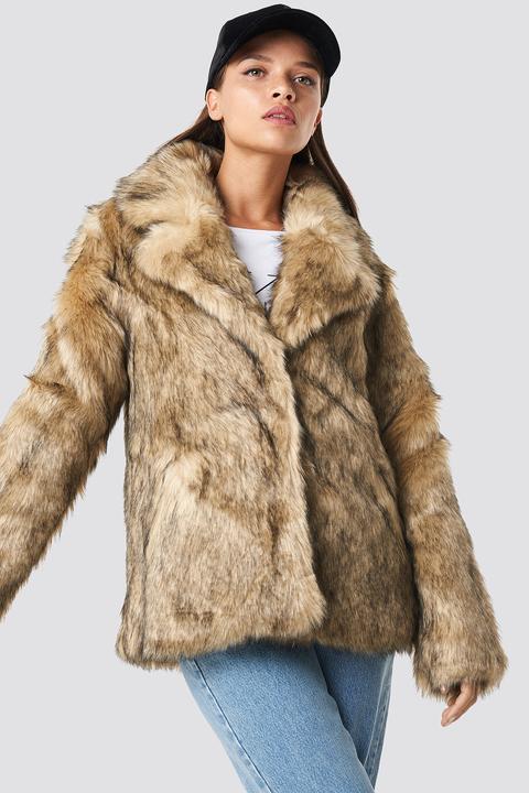 Na-kd Trend Faux Fur Collar Jacket - Brown