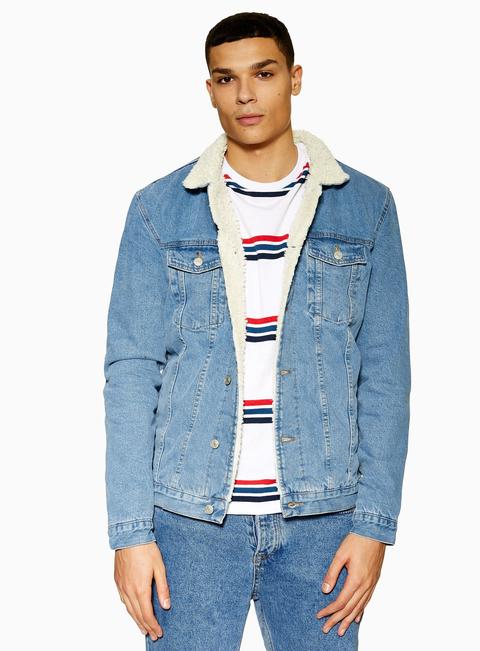 mens borg denim jacket