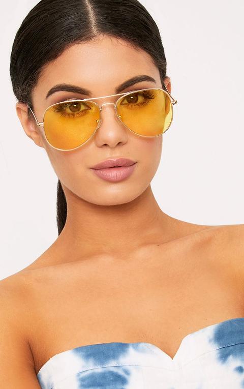 Kelie Yellow Tinted Lens Aviators