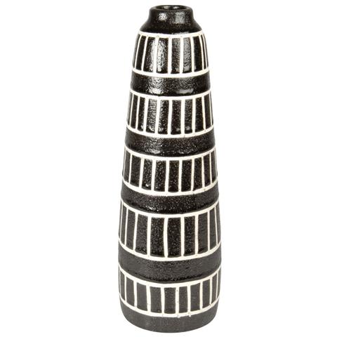 Vase Trapèze En Grès Noir Et Blanc H30