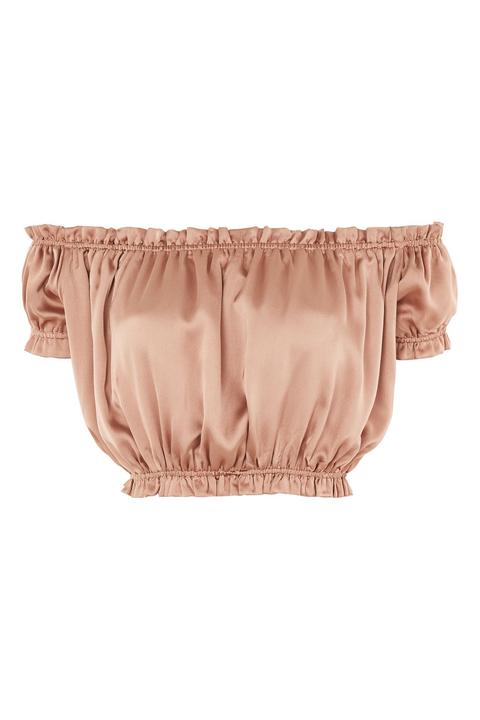 **wildfire Satin Off The Shoulder Crop Top By Wyldr