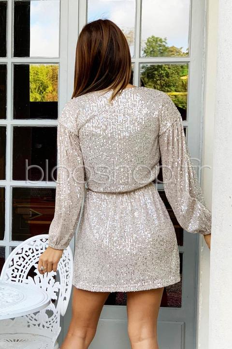 robe sequin beige