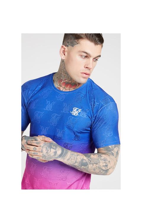 Siksilk Monogram Fade Gym Tee - Blue Neon Men Sizes Top