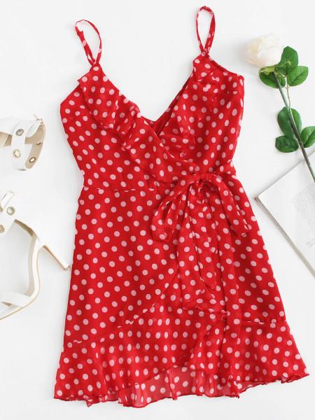 Cami Kleid Mit Schößchensaum Und Tupfen