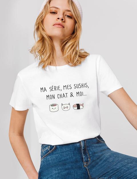 T Shirt A Message Ma Serie Mes Sushis Mon Chat From Bizzbee On 21 Buttons