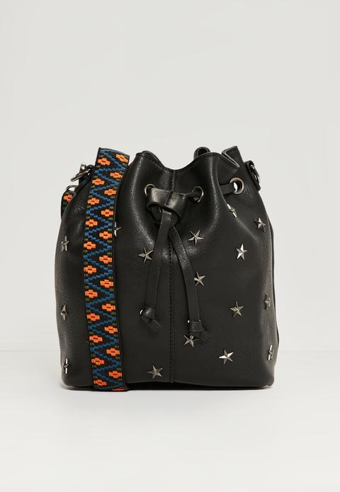 Star Studded Bucket Bag With Guitar Strap