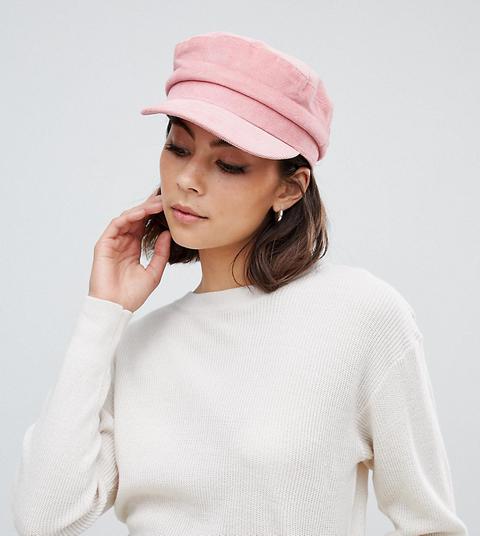 Miss Selfridge Baker Boy Hat In Pink Cord