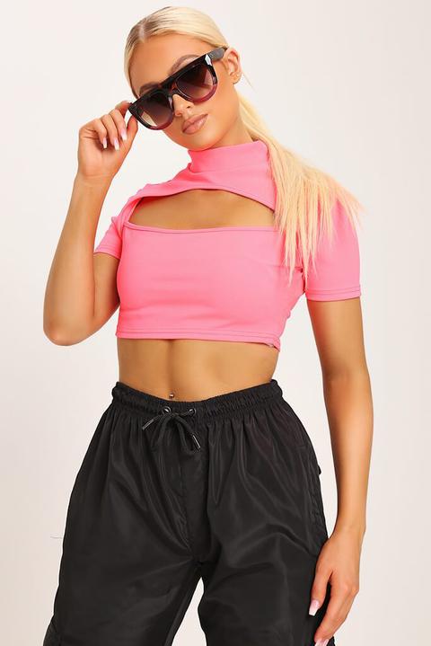 pink cut out crop top