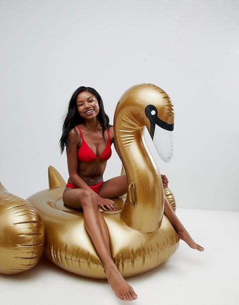 Flotador Colchoneta Con Diseño Lujoso De Cisne En Dorado De Sunnylife