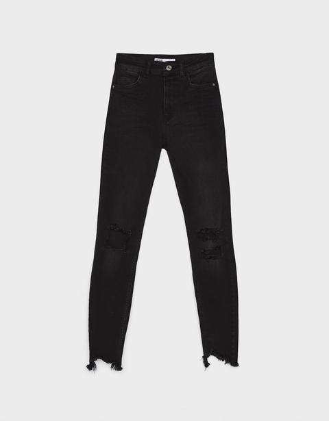Jeans Skinny Fit High Waist Con Rotos