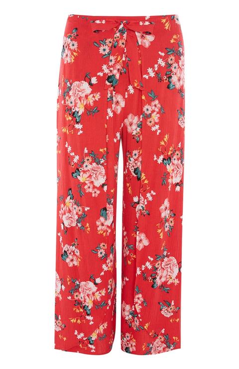 Red Floral Print Trouser