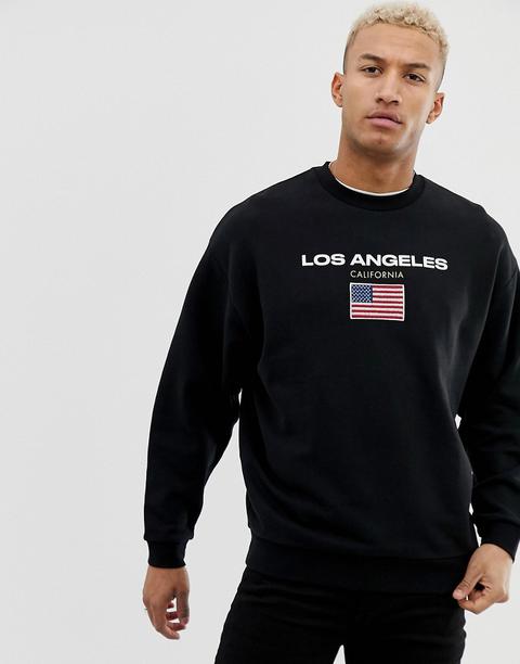 Asos Design - Felpa Con Scritta "los Angeles - Nero