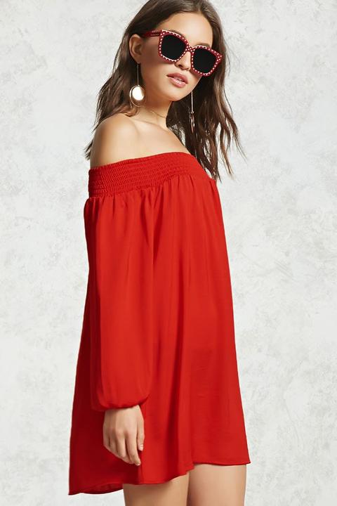 Satin Off-the-shoulder Dress