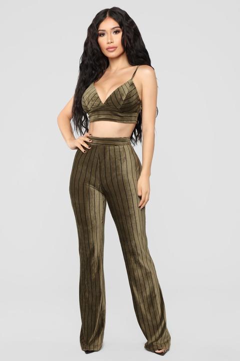 Take Me Out Stripe Set - Olive