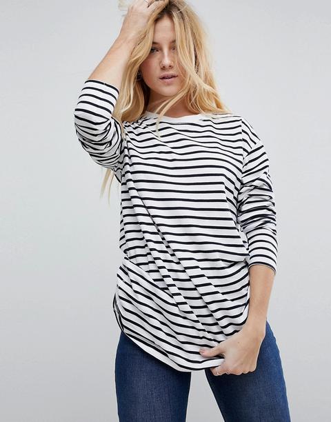 Asos – Gestreiftes, Langärmliges Oversize-shirt