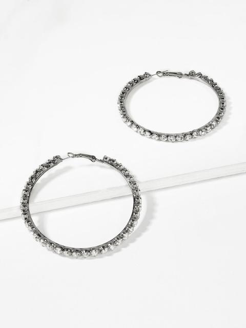 Orecchini A Cerchio Oversize Con Incisione Di Strass