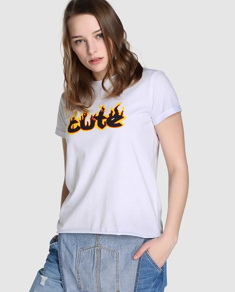 Camiseta De Mujer De Manga Corta Con Mensaje