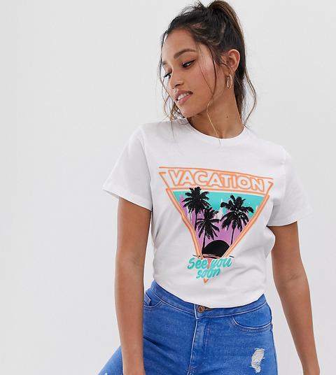 Asos Design Petite - Holiday - T-shirt À Imprimé Rétro