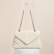 Bolso De Hombro Con Solapa De Cheurón