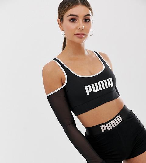 Top Corto Con Hombros Descubiertos En Negro Exclusivo En Asos De Puma