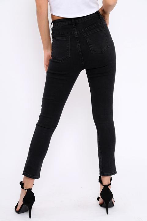 Black Split At Front Of Leg Skinny Jeans - Nola from Rebellious Fashion ...