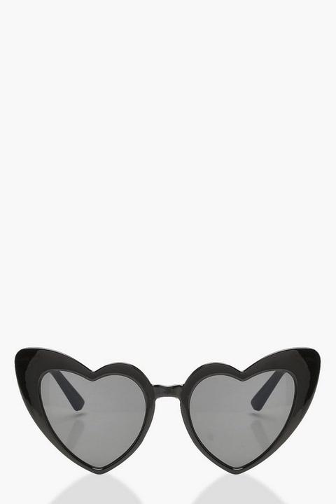 Womens Oversized Heart Cat Eye Sunglasses - Black - One Size, Black