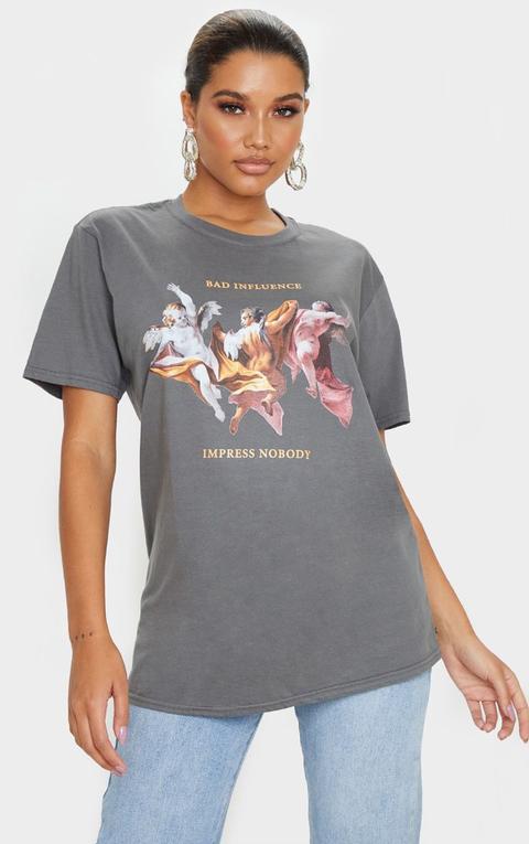 Grey Bad Influence Cherub T Shirt