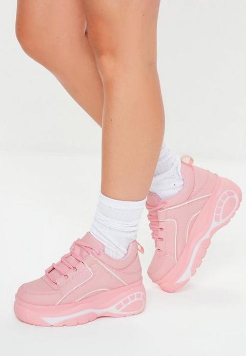 Pink Chunky Sole Platform Trainers 