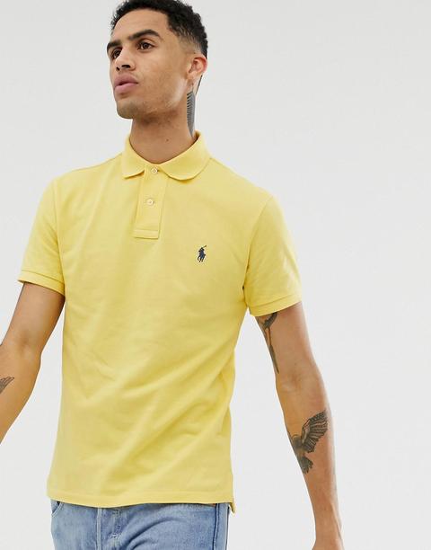 Polo De Piqué Amarillo De Corte Slim Con Logo De Jugador De Polo Ralph Lauren
