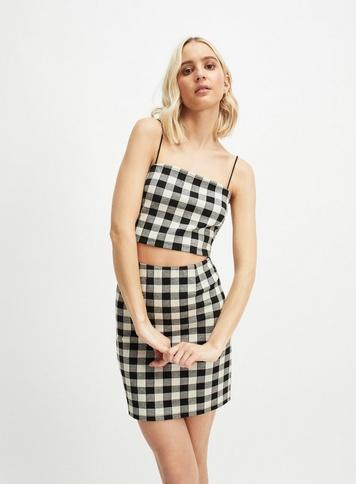 Womens Black Gingham Bra Top, Black
