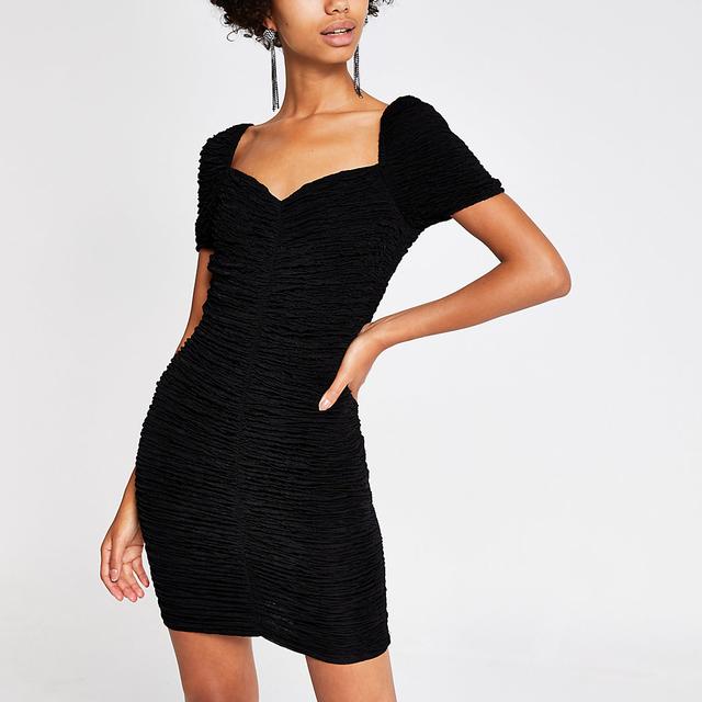 Black Ruched Bodycon Dress from River ...