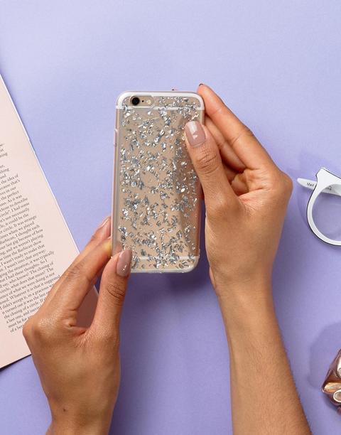 Signature - Cover Per Iphone6 Effetto Scaglie Argento E Oro Glitter - Argento