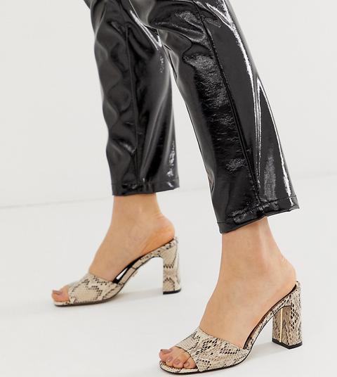 River Island Heeled Mules In Snake Print