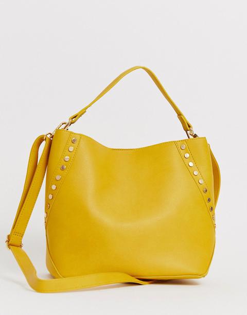 Oasis - Borsa Hobo Con Borchie - Giallo