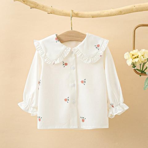 Bébé Fille Blouse Fleurie À Col Marin