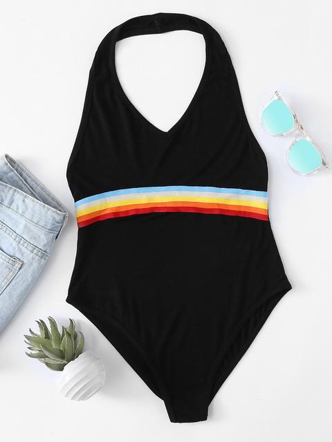 Body Halter Con Cinta De Rayas
