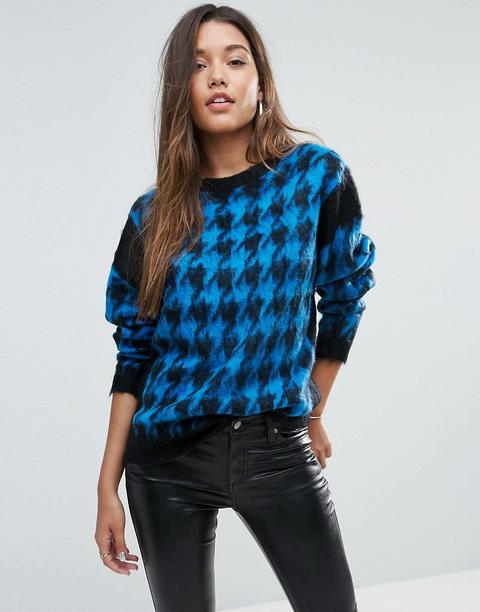 Asos - Maglione Pied De Poule Soffice - Blu