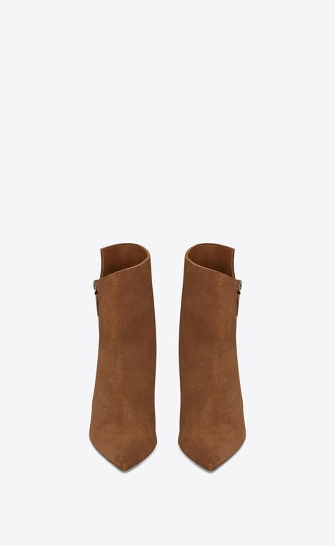 Niki 105 Asymmetrical Ankle Boot In Nut Suede