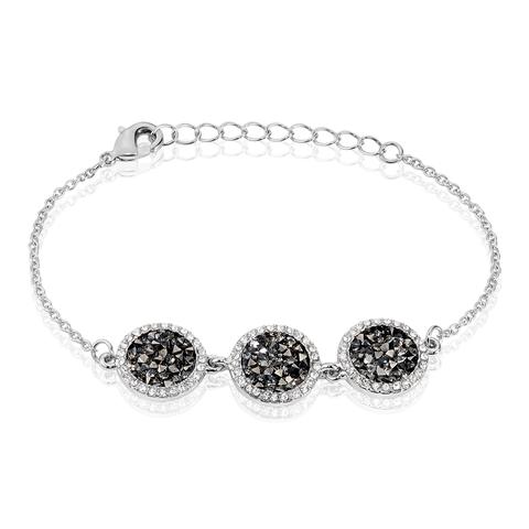 Bracciale Cerchio In Metallo Rodiato E Strass Per Donna