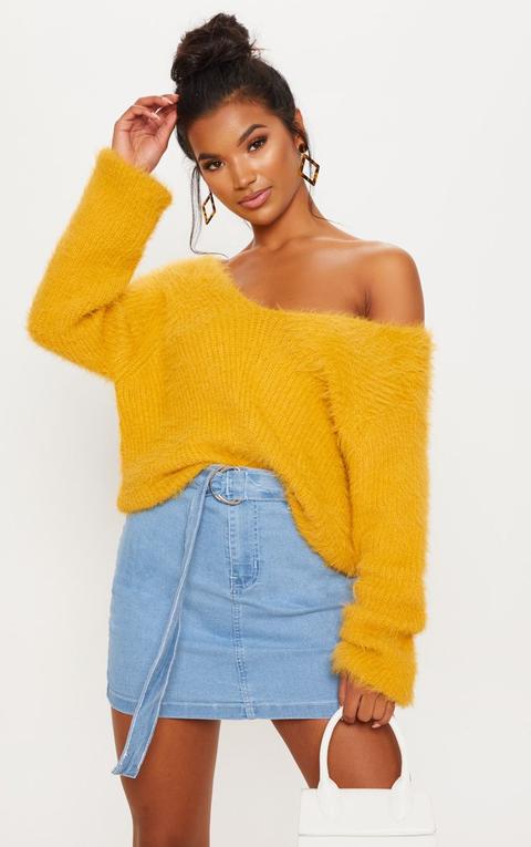 Mustard Eyelash Knitted Jumper, Yellow