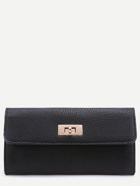 Cartera Pu Con Solapa Negro