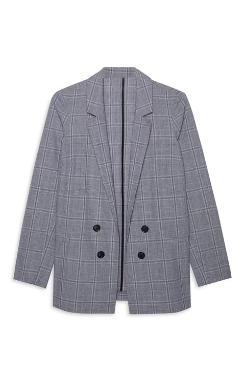 Grey Check Blazer Jacket