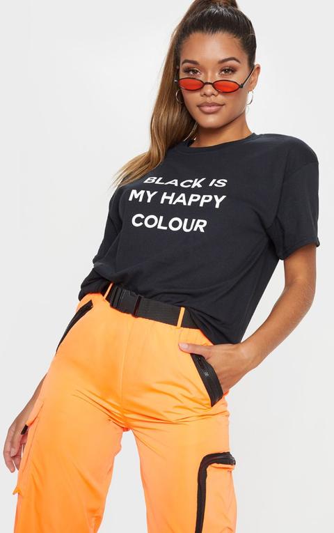 Tee-shirt Noir À Slogan Black Is My Happy Colour, Noir