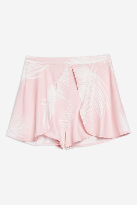 Womens **eyes On You - Pink Palm Print Shorts By Wyldr - Pink, Pink