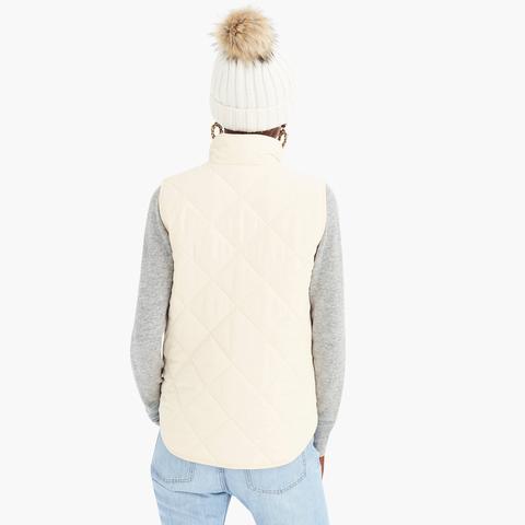 Details about   J Crew K4209 NWT XL Soft Ivory Quilted Puffer Vest w/ Eco-Friendly Primaloft #17 