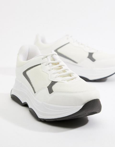 Asos Design - Danger - Reflektierende Sneaker Mit Robuster Sohle - Weiß ...