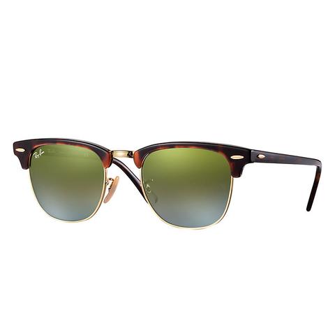 Clubmaster Flash Lenses Gradient Unisex Sunglasses Lentes: Verde, Montura: Habana